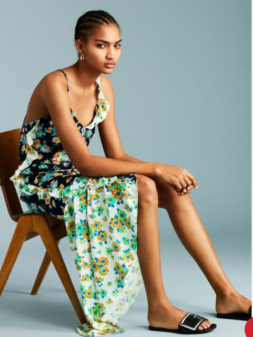 Topshop Mixed Pansy Floral Ruffle Slip Dress Midi Maxi Silky Frill Size 8